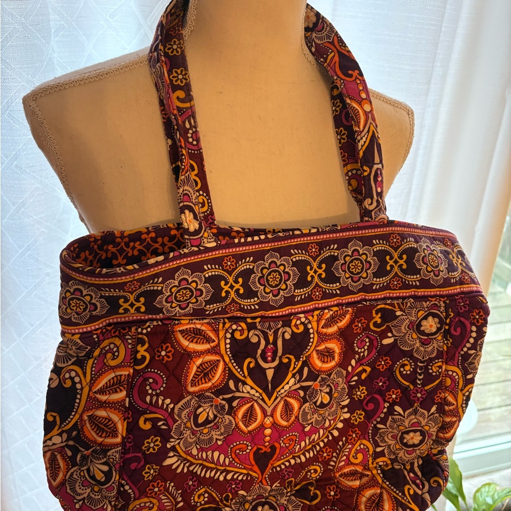 Vera Bradley Red and Orange Quilted Paisley Tote